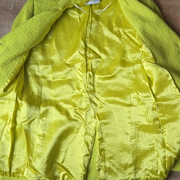 ZARA LIME TWEED BOUCLE YELLOW JACKET BLAZER SIZE M - Picture 12 of 12